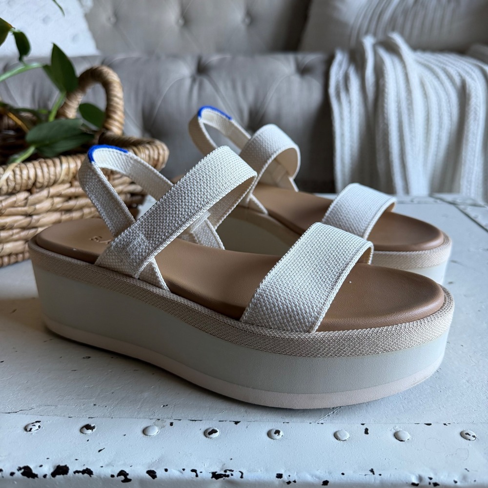 ROTHYS The Weekend Slide Cream Platform Sandals Women's Size 6 Chunky